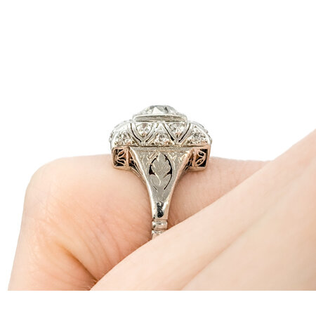 Ring Art Deco .65ct Old Mine Cut Diamond .40ctw Diamonds Platinum (14k White Gold Shank) sz4 224060751