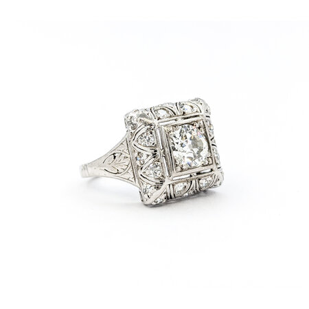 Ring Art Deco .65ct Old Mine Cut Diamond .40ctw Diamonds Platinum (14k White Gold Shank) sz4 224060751