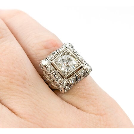 Ring Art Deco .65ct Old Mine Cut Diamond .40ctw Diamonds Platinum (14k White Gold Shank) sz4 224060751