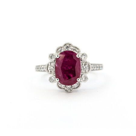 Ring .37ctw Round Diamonds 2.20ct GIA Burmese Ruby Platinum sz7 224060183