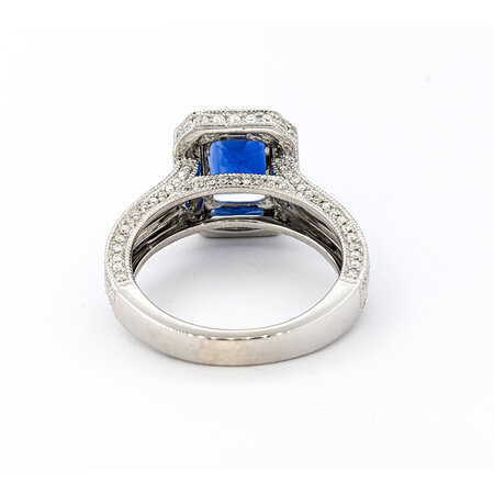 Ring Halo .82ctw Round Diamonds 2.29ct Sapphire 18kw sz6.25 224060170