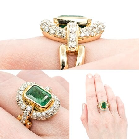 Ring 1.21ctw Round Diamonds 2.36ct Emerald 14ky sz7 224060169