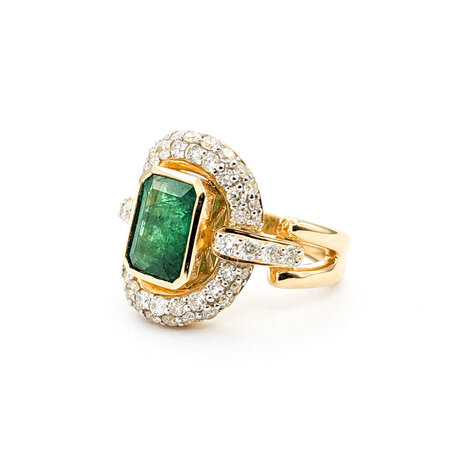 Ring 1.21ctw Round Diamonds 2.36ct Emerald 14ky sz7 224060169