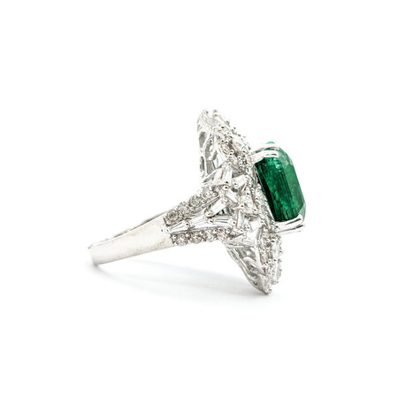 Ring 2.56ctw Round/Baguette Diamonds 8.24ct Emerald 14kw sz7.25 224060182