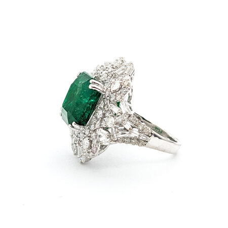 Ring 2.56ctw Round/Baguette Diamonds 8.24ct Emerald 14kw sz7.25 224060182