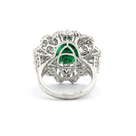 Ring 2.56ctw Round/Baguette Diamonds 8.24ct Emerald 14kw sz7.25 224060182