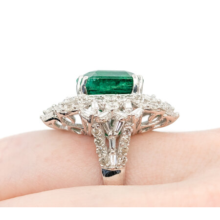 Ring 2.56ctw Round/Baguette Diamonds 8.24ct Emerald 14kw sz7.25 224060182