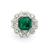  Ring 2.56ctw Round/Baguette Diamonds 8.24ct Emerald 14kw sz7.25 224060182