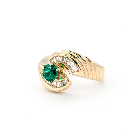 Ring .50ctw Round Diamonds .52ct Emerald 14ky sz6.25 13mm 124060189