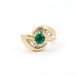  Ring .50ctw Round Diamonds .52ct Emerald 14ky sz6.25 13mm 124060189