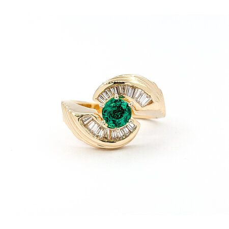 Ring .50ctw Round Diamonds .52ct Emerald 14ky sz6.25 13mm 124060189