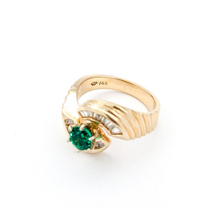 Ring .50ctw Round Diamonds .52ct Emerald 14ky sz6.25 13mm 124060189