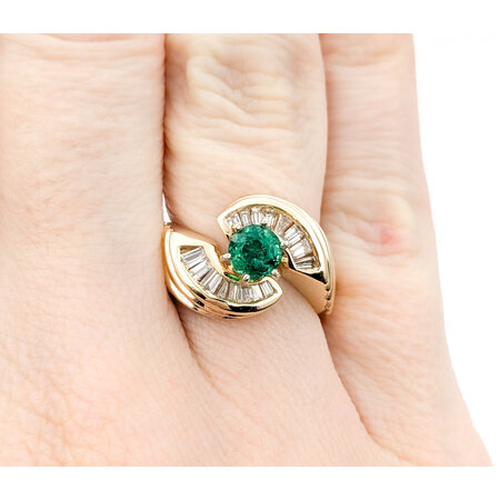 Ring .50ctw Round Diamonds .52ct Emerald 14ky sz6.25 13mm 124060189