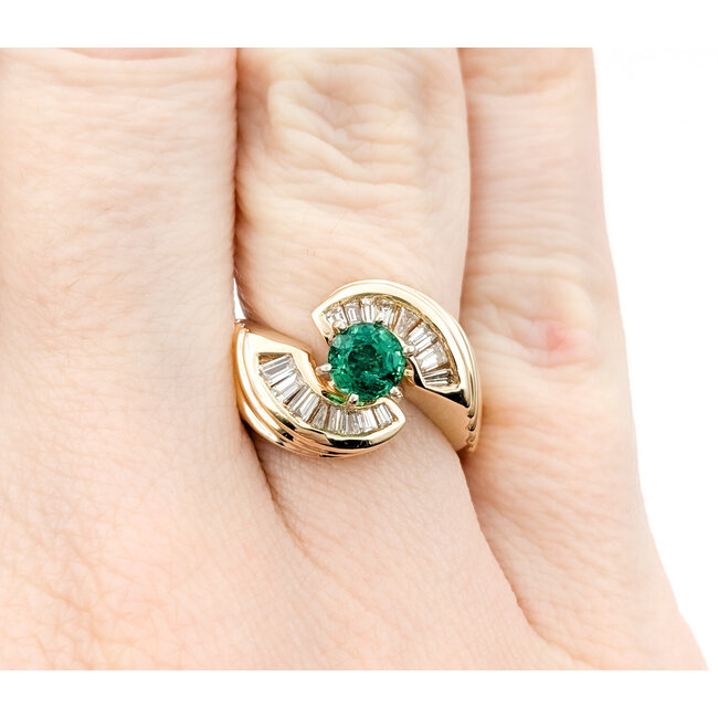 Ring .50ctw Round Diamonds .52ct Emerald 14ky sz6.25 13mm 124060189