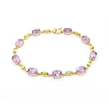  Bracelet 10.35ctw Oval Amethyst 2.43ctw Peridot 14ky 7.5" 6mm 224063257