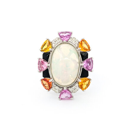 Ring .18ctw Round Diamonds 4.61ct Opal 4.33ctw SapphiresPlatinum sz8 224060178