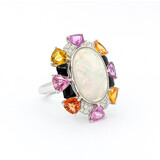  Ring .18ctw Round Diamonds 4.61ct Opal 4.33ctw SapphiresPlatinum sz8 224060178