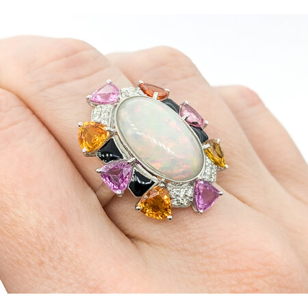 Ring .18ctw Round Diamonds 4.61ct Opal 4.33ctw SapphiresPlatinum sz8 224060178