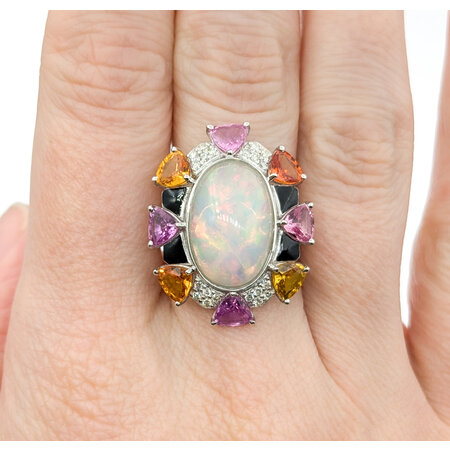 Ring .18ctw Round Diamonds 4.61ct Opal 4.33ctw SapphiresPlatinum sz8 224060178