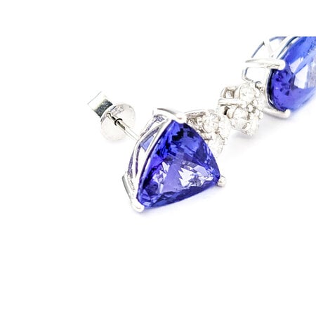 Earrings Dangle 1.60ctw Round Diamonds Friction Back 7.95ctw Tanzanites 72x16mm 18kw & Platinum 224064160