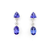  Earrings Dangle 1.60ctw Round Diamonds Friction Back 7.95ctw Tanzanites 72x16mm 18kw & Platinum 224064160