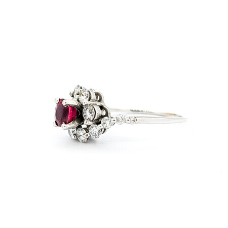 Ring Graduated .50ctw Round Diamonds .40ct Ruby 14kw sz6.5 9.5mm 124060210