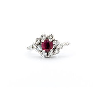 Ring Graduated .50ctw Round Diamonds .40ct Ruby 14kw sz6.5 9.5mm 124060210