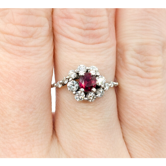 Ring Graduated .50ctw Round Diamonds .40ct Ruby 14kw sz6.5 9.5mm 124060210