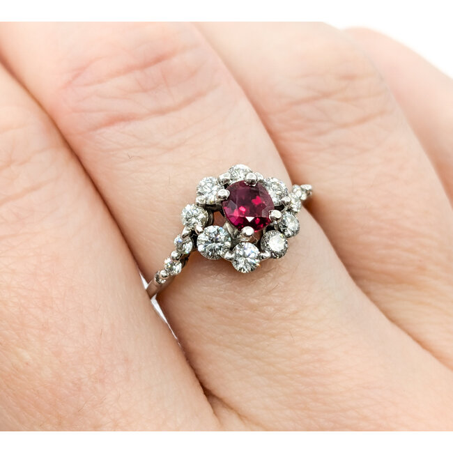 Ring Graduated .50ctw Round Diamonds .40ct Ruby 14kw sz6.5 9.5mm 124060210