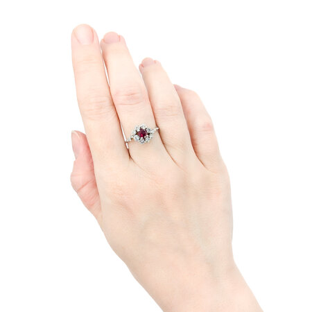 Ring Graduated .50ctw Round Diamonds .40ct Ruby 14kw sz6.5 9.5mm 124060210
