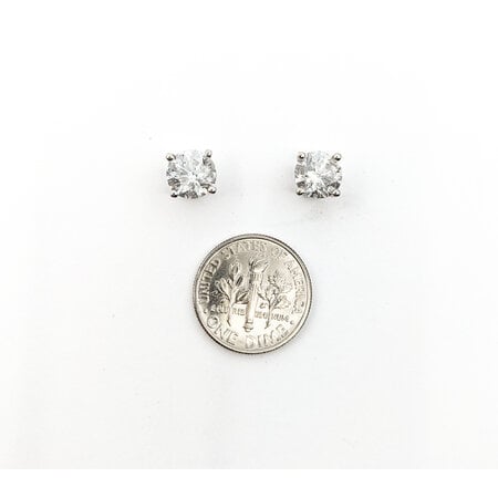 Earrings Stud 3.03ctw Round Diamonds Friction Backs 7.2mm 18kw 224064005