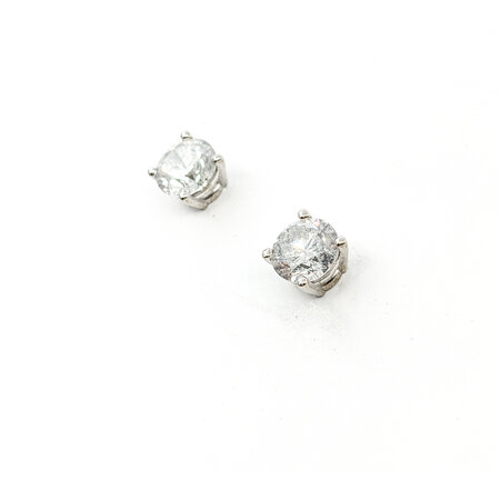 Earrings Stud 3.03ctw Round Diamonds Friction Backs 7.2mm 18kw 224064005