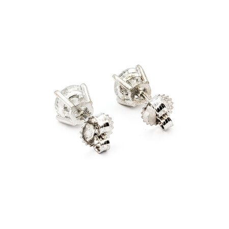 Earrings Stud 3.03ctw Round Diamonds Friction Backs 7.2mm 18kw 224064005