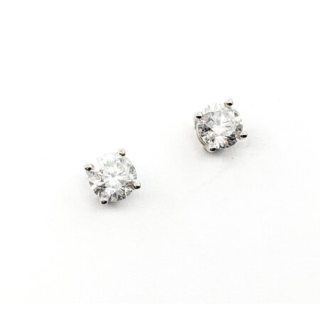 Earrings Stud 3.03ctw Round Diamonds Friction Backs 7.2mm 18kw 224064005