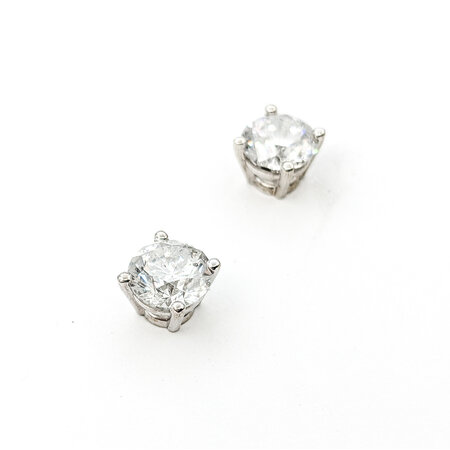 Earrings Stud 3.03ctw Round Diamonds Friction Backs 7.2mm 18kw 224064005