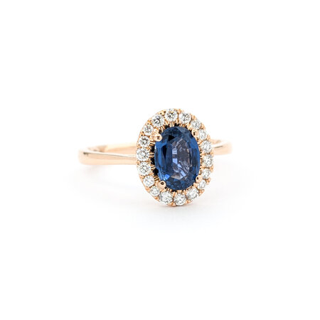 Ring .33ctw Round Diamonds 1.24ct Sapphire 14kr sz6.5 11x9mm 124060194