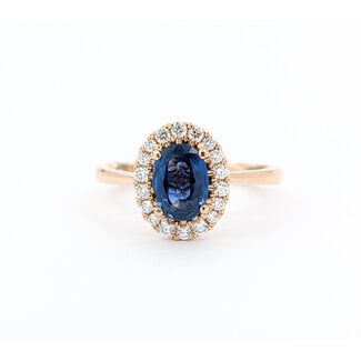 Ring .33ctw Round Diamonds 1.24ct Sapphire 14kr sz6.5 11x9mm 124060194