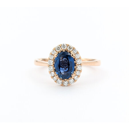 Ring .33ctw Round Diamonds 1.24ct Sapphire 14kr sz6.5 11x9mm 124060194