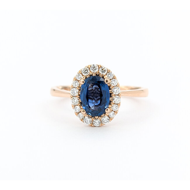 Ring .33ctw Round Diamonds 1.24ct Sapphire 14kr sz6.5 11x9mm 124060194