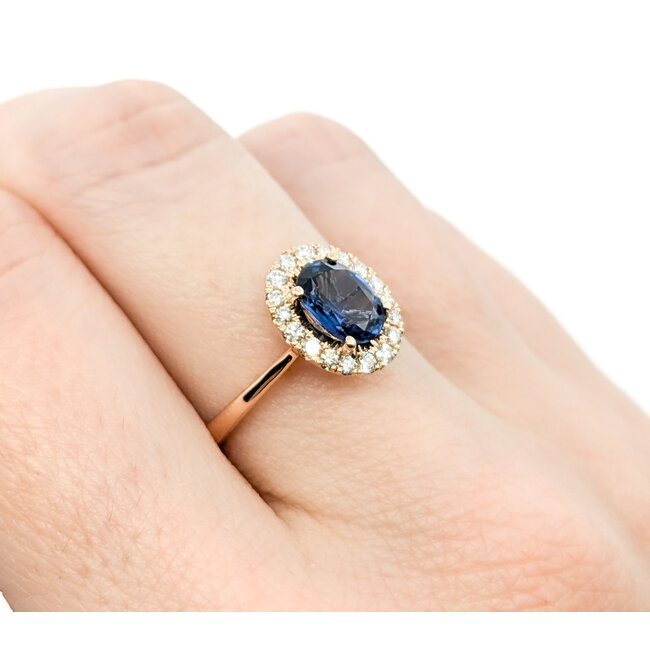 Ring .33ctw Round Diamonds 1.24ct Sapphire 14kr sz6.5 11x9mm 124060194