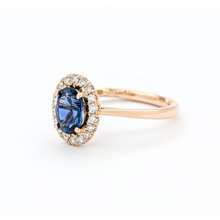 Ring .33ctw Round Diamonds 1.24ct Sapphire 14kr sz6.5 11x9mm 124060194