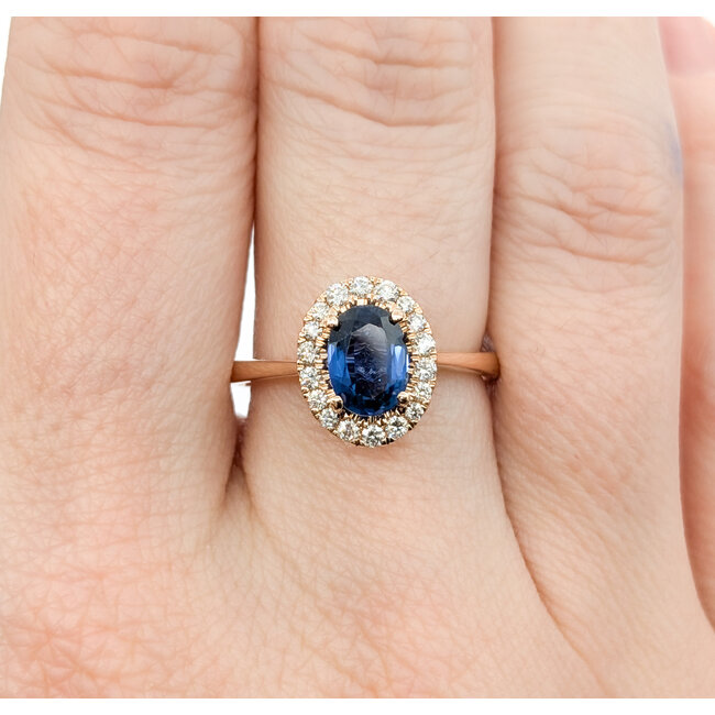 Ring .33ctw Round Diamonds 1.24ct Sapphire 14kr sz6.5 11x9mm 124060194