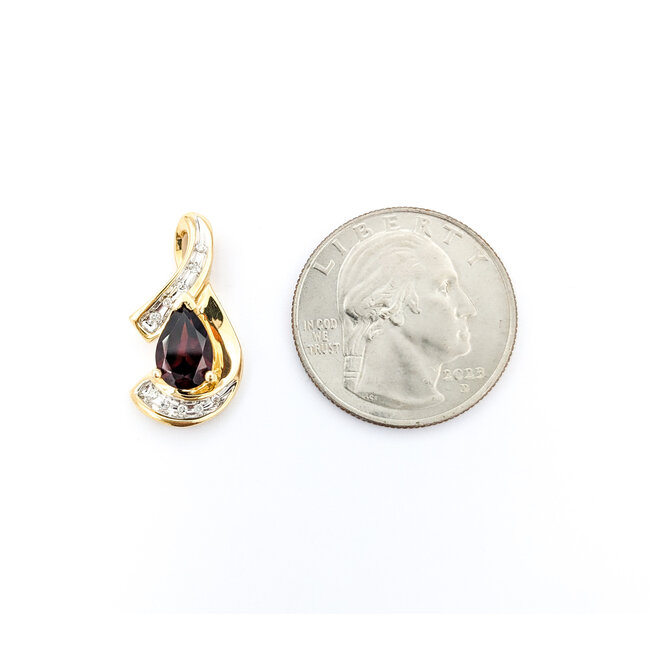 Pendant .05ctw Round Diamonds 1.03ct Garnet 23.5x12mm 14ky " 224061260