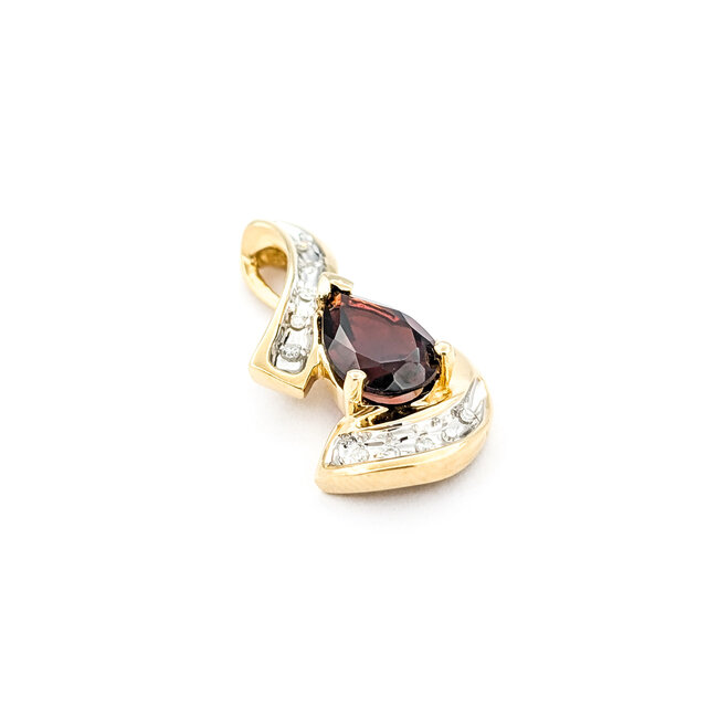 Pendant .05ctw Round Diamonds 1.03ct Garnet 23.5x12mm 14ky " 224061260