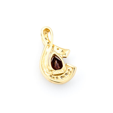 Pendant .05ctw Round Diamonds 1.03ct Garnet 23.5x12mm 14ky " 224061260