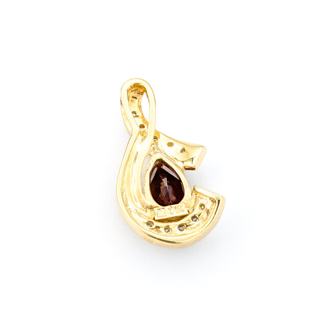 Pendant .05ctw Round Diamonds 1.03ct Garnet 23.5x12mm 14ky " 224061260
