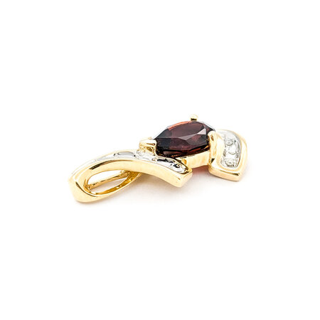 Pendant .05ctw Round Diamonds 1.03ct Garnet 23.5x12mm 14ky " 224061260