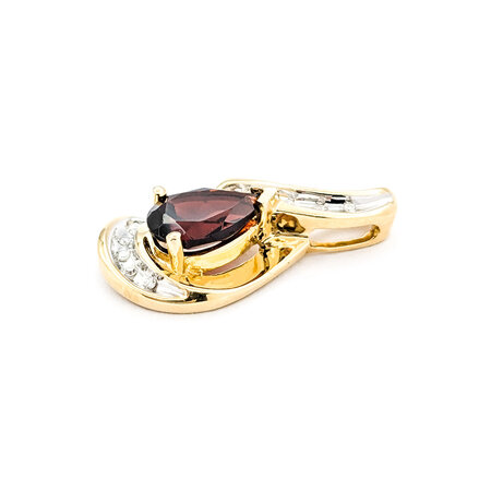 Pendant .05ctw Round Diamonds 1.03ct Garnet 23.5x12mm 14ky " 224061260