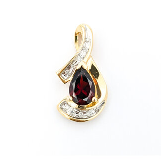 Pendant .05ctw Round Diamonds 1.03ct Garnet 23.5x12mm 14ky " 224061260