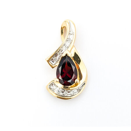 Pendant .05ctw Round Diamonds 1.03ct Garnet 23.5x12mm 14ky " 224061260